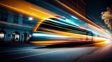 Blurred city lights, rushing nightlife, travel destinations ,generative artificial intelligence