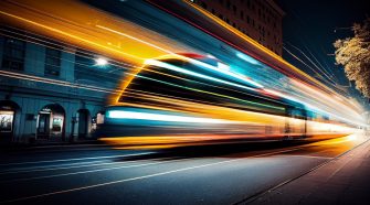 Blurred city lights, rushing nightlife, travel destinations ,generative artificial intelligence