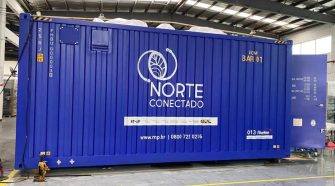 O contêiner de conectividade do Norte Conectado reúne equipamentos para funcionamento da rede ao longo de sua extensão. (Divulgação)